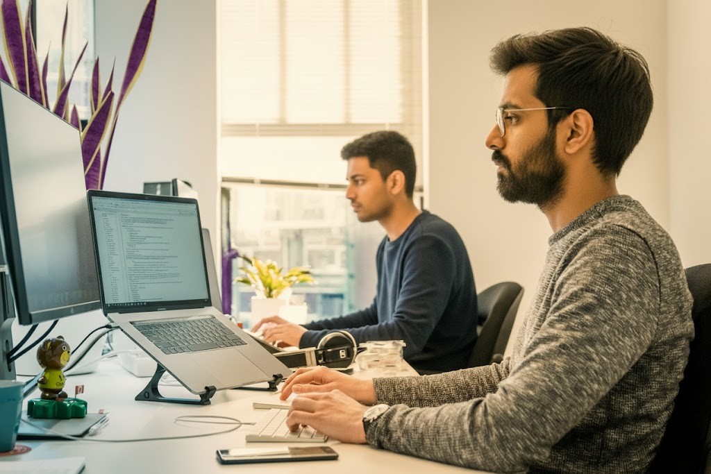 logN Systems team discussing SaaS strategy for MSME growth